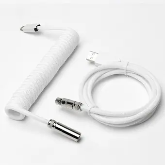 Комплект кабелей: штекер mini XLR 5-контактный — Type-C металлический с белым проводом и USB металлический — гнездо mini XLR 5-контактное со светло-белым проводом + серебристый разъём