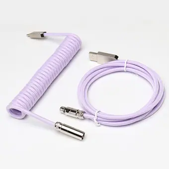 Комплект кабелей: штекер mini XLR 5-контактный — Type-C металлический со светло-фиолетовым проводом и USB металлический — гнездо mini XLR 5-контактное со светло-фиолетовым проводом + серебристый разъём