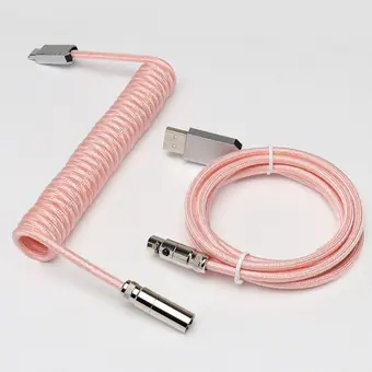 Комплект кабелей: штекер mini XLR 5-контактный — Type-C металлический со светло-розовым проводом и USB металлический — гнездо mini XLR 5-контактное со светло-розовым проводом + серебристый разъём