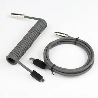 Комплект кабелей: штекер mini XLR 5-контактный — Type-C металлический с серым проводом и USB металлический — гнездо mini XLR 5-контактное с серым проводом + серебристый разъём