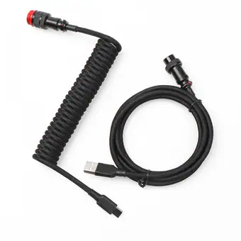 Kabelset von GX16 Aviator-Stecker 5-polig auf Type-C mit schwarzer Leitung und USB auf GX16 Buchse 5-polig, schwarz-roter Steckverbinder