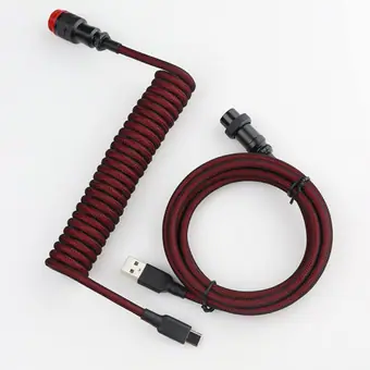 Kabelset von GX16 Aviator-Stecker 5-polig auf Type-C mit rot-schwarzer Leitung und USB auf GX16 Buchse 5-polig, schwarz-roter Steckverbinder