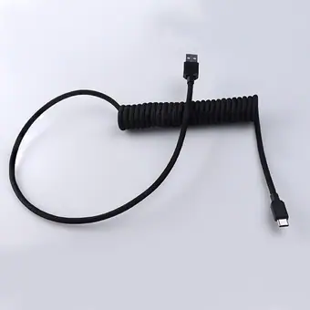 Cable de teclado en espiral USB a Type-C en negro, cable a medida en espiral para teclado mecánico USB-C