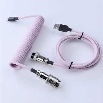Cable USB-C de teclado en colores macarons con conector de aviación USB, convertidor PS2 a USB en espiral para teclado mecánico
