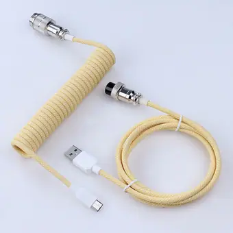 Cable de Type-C a conector de aviación macho de 5 pines, cable USB de nailon en espiral Type-C para teclado mecánico