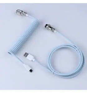 Conector de aviación GX16 de 5 pines / Type-C: cable de Type-C a conector de aviación macho de 5 pines y USB a conector de aviación hembra de 5 pines, cable azul claro macarons