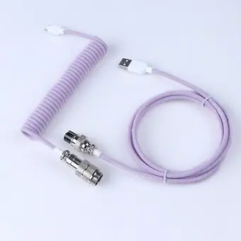 Cable a medida para teclado mecánico en espiral, conector de aviación GX16, USB-C, doble funda