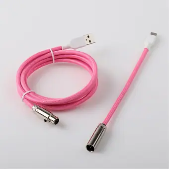 Cable USB en espiral para teclado mecánico en negro, blanco, rojo y azul, conector de aviación GX12/GX16, Type-C, Mini 4P y Micro; fábrica de personalización