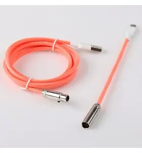 Venta directa de fábrica: cable en espiral desmontable de 1,5 m con conector de aviación mini XLR, Type-C a USB para teclado mecánico