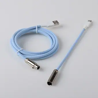 Cable USB de teclado, cable en espiral para teclado mecánico, cable USB-C de doble funda