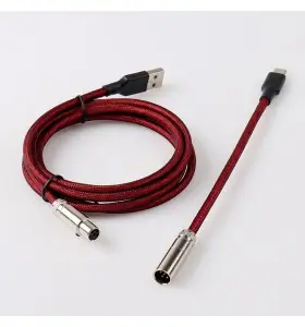 Cable USB de teclado mecánico en espiral con conector de aviación de 5 pines, trenzado multicolor Type-C de aleación de zinc