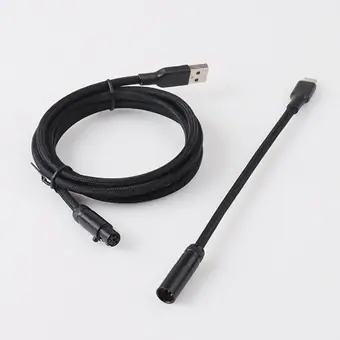 Cable de datos USB negro para teclado mecánico con conector de aviación, cable Type-C en espiral para teclado gaming mecánico