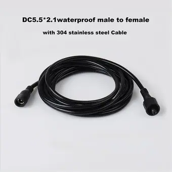 dc jack pin 2.5mm*5.5mm male connector metal spring braided cable for camera