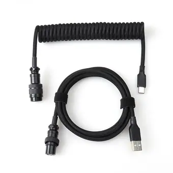 Cable en espiral con conector M12 arcoíris de 5 pines y GX16, cable USB a medida para teclado mecánico