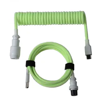 Cable a medida para teclado mecánico en espiral, conector de aviación GX16, USB-C, doble funda