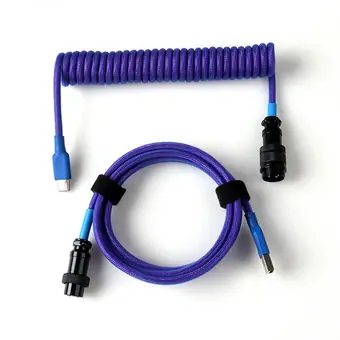 Cable en espiral de teclado con conector de aviación de color, Dongguan, cable USB-C para teclado mecánico