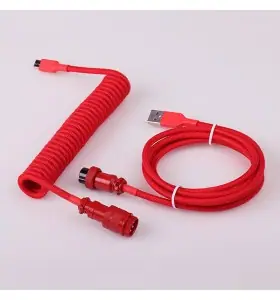 Cable de teclado mecánico GX16 USB Type-C, trenzado multicolor en espiral, cable de extensión portátil