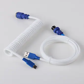 5PIN male GX16 aviator to Type-c white wire and usb to 5pin gx16 female cable set blue aviator Coiled USB C keyboard cable usb de nylon aviator paracord
