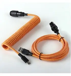 Cable a medida GX16 en espiral de doble funda con conector de aviación para teclado mecánico