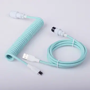 Cable de teclado mecánico USB Type-C, trenzado multicolor en espiral, cable de extensión portátil