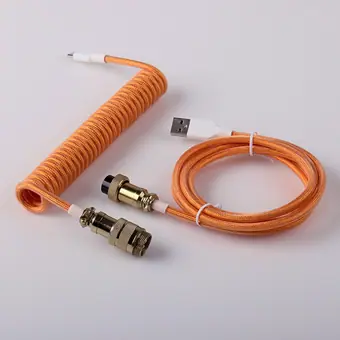 Cable en espiral personalizable de alta calidad de 1,5 m con conector de aviación, paracord en espiral Type-C USB para teclado mecánico