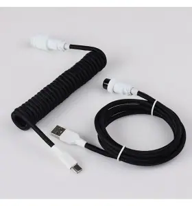 Cable en espiral de teclado con conector de aviación de color, cable de teclado a medida con GX16, USB a USB-C en espiral