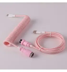 Directo de fábrica: cable USB en espiral de 5 pines, cable de carga Type-C en espiral GX16 para teclado mecánico