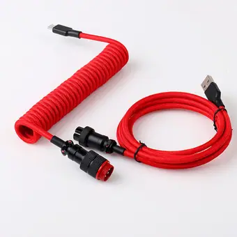 Cable de carga Type-C OEM para móvil en coche, cable de datos/USB en espiral de aluminio a medida para teclado mecánico
