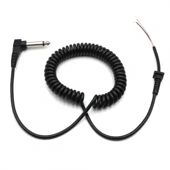 Male to Open 90 Degree Spring Spiral Right Angel Audio Cable 6.35mm Stereo Jack Power Cables