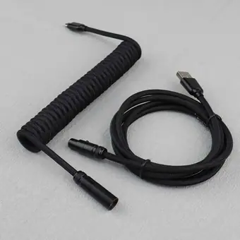 Cable en espiral mini XLR de doble funda con trenzado de nailon duradero, USB Type-C con conector de aviación para teclado mecánico gaming