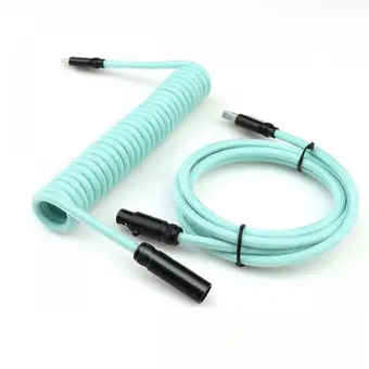 Cable mini XLR trenzado en espiral, USB a USB Type-C con conector de aviación, para teclado mecánico gaming
