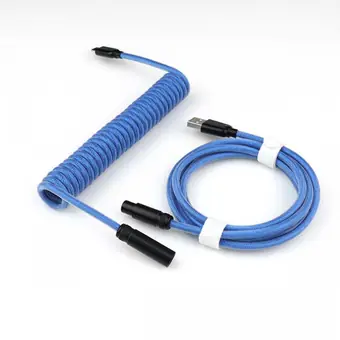 Cable en espiral mini XLR a medida de doble funda y desmontable con conector de aviación, cable USB Type-C para accesorios de teclado mecánico gaming