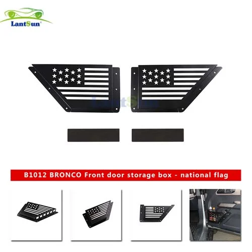 B1012 FORD-BRONCO-21-front-door-storage Box-2/4-door-black-metal-model-US-flag view 7