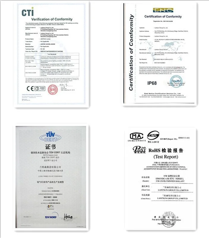 Lantsun product certification document
