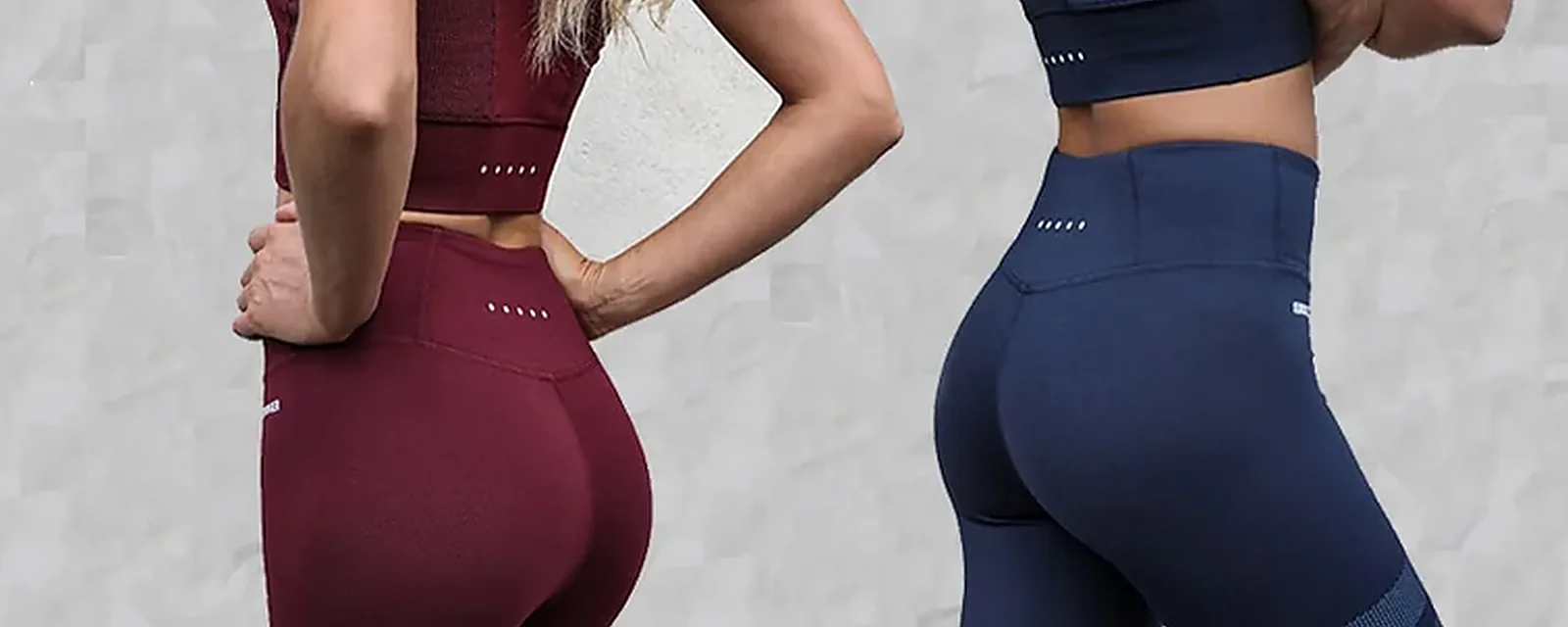 Two models wearing matching seamless activewear sets