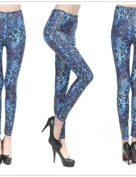 Black textured leather-look legging shown full length on a model, standing in a natural light setting