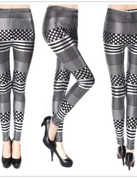 Black leather-effect legging shown full length on a model, highlighting the glossy surface and stretch fit