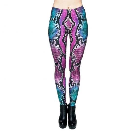 Printed leggings XH-PL-019 shown full length on a model, displaying the bold pattern and stretch fit