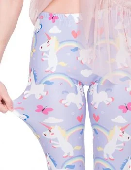 Printed Leggings No 9 shown full length on a model, featuring a bold graphic design in vibrant colours