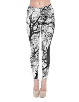 Printed leggings XH-LL002 shown full length on a model, featuring a bold floral pattern