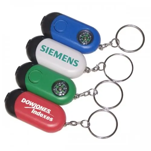 Mini Flashlight Keychain with Compass