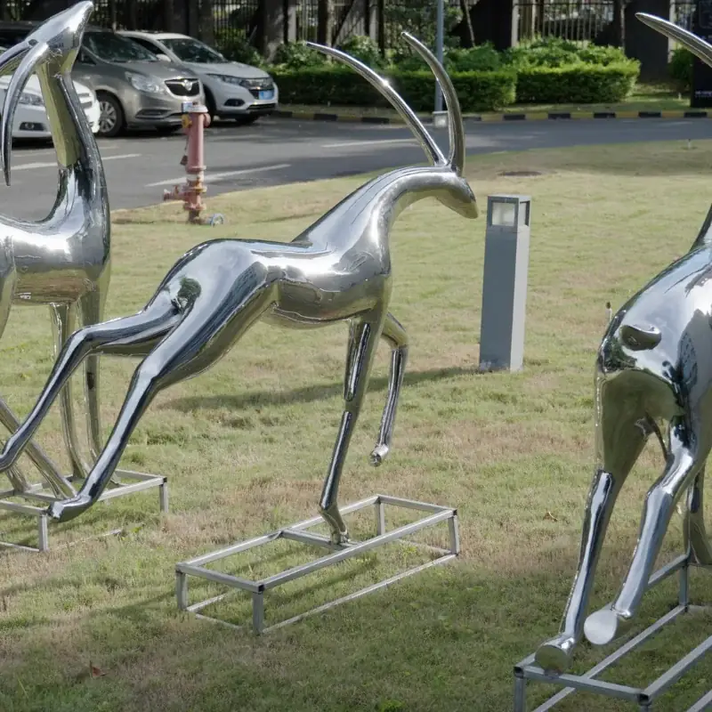 Abstract Antelope Animal Stainless Steel Sculpture