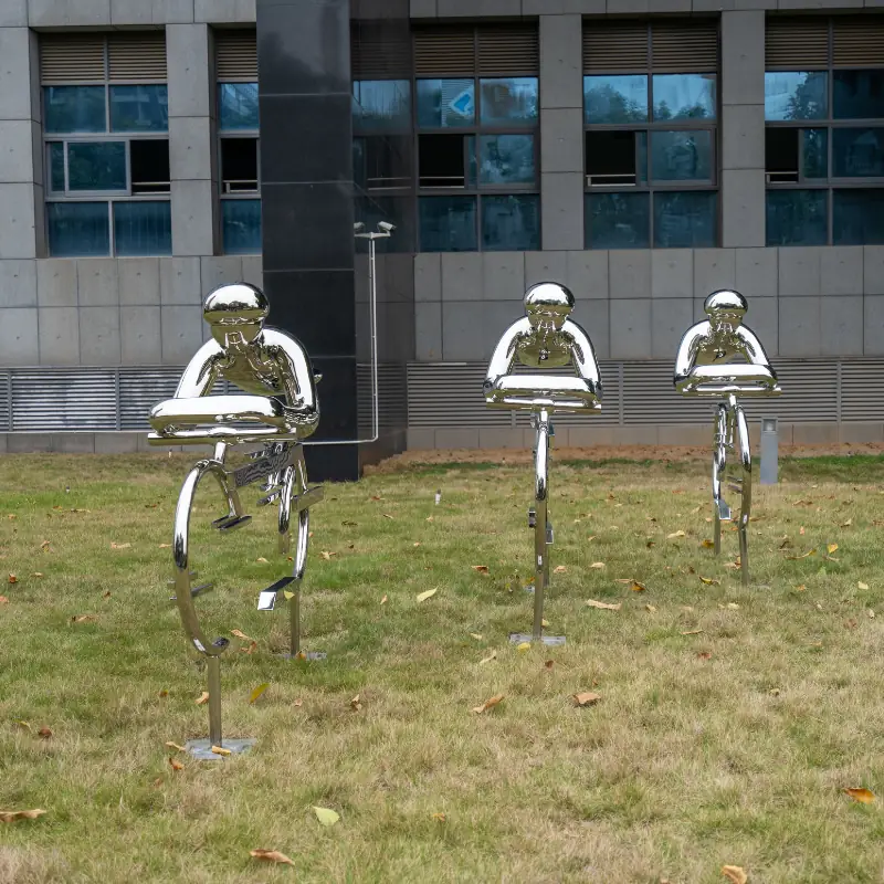 Abstract Cyclist Stainless Steel Sculpture