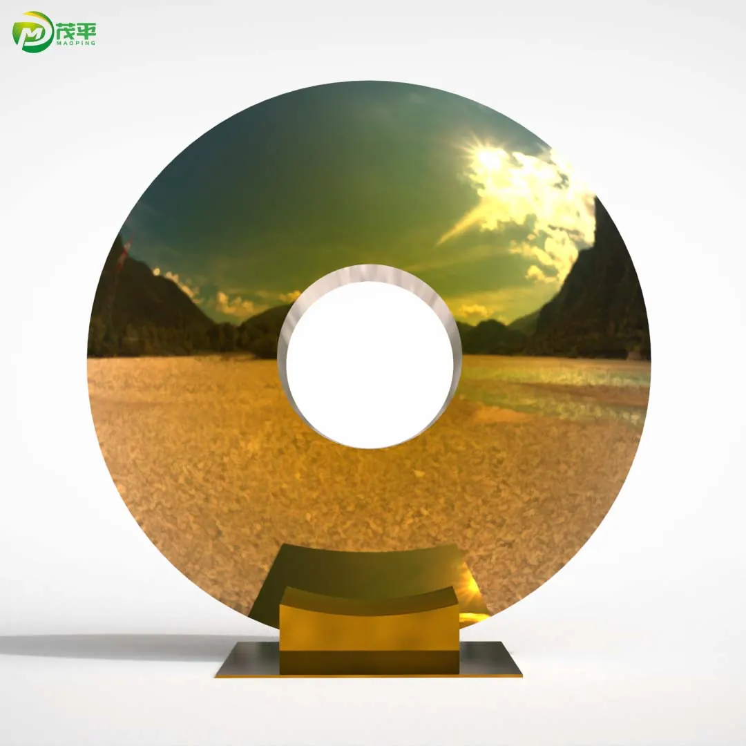 Abstract Disk Color Hollow Stainless Steel Sculpture