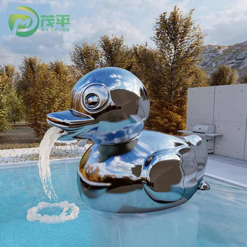 動物のアヒルの噴水のステンレス鋼の彫刻