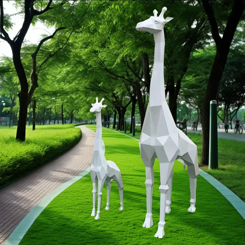 Escultura de acero inoxidable giraffe geométrico