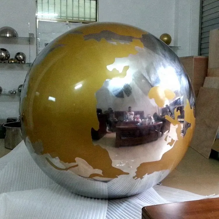 金属の世界の地球の地球の彫刻のステンレス鋼の空の球