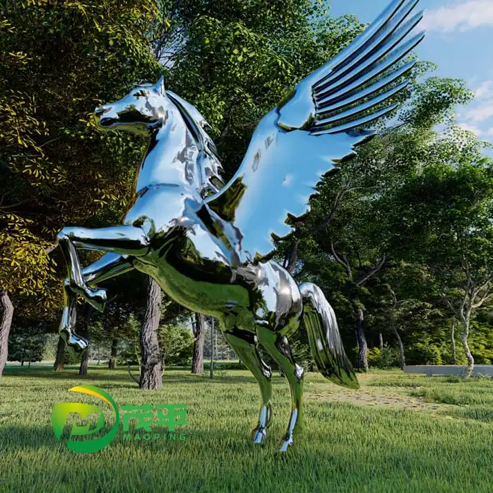 Pegasusの馬のステンレス鋼の彫刻