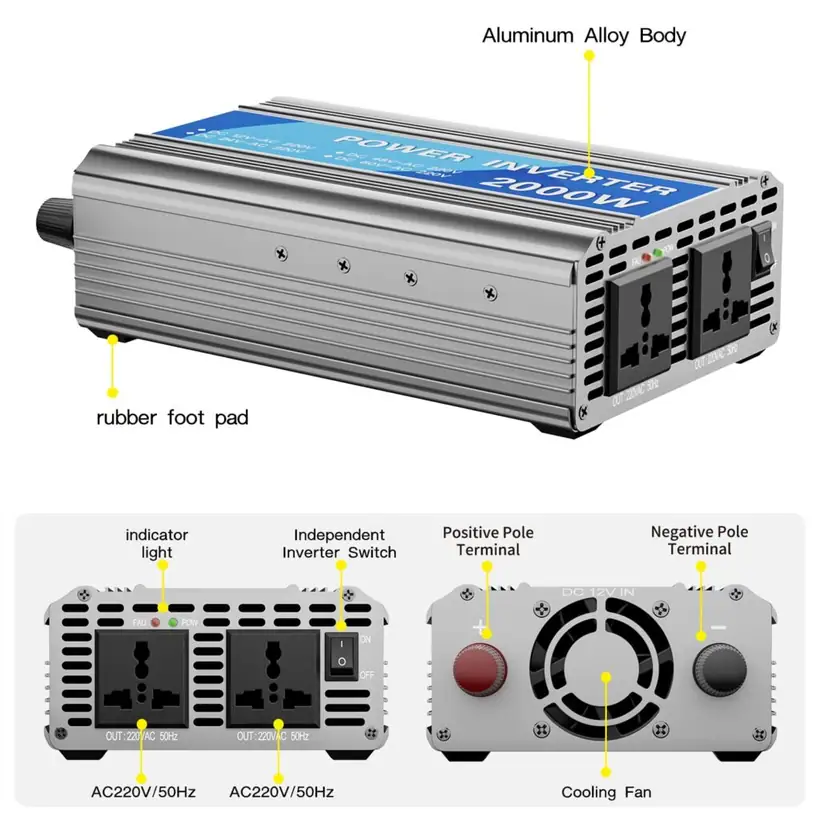 2000W Modified Sine Wave Power Inverter with Universal Socket detail 8