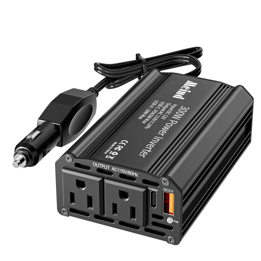 300W Modified Sine Wave Power Inverter with EU, Dual American Sockets USB QC 3.0 5.4A view 2